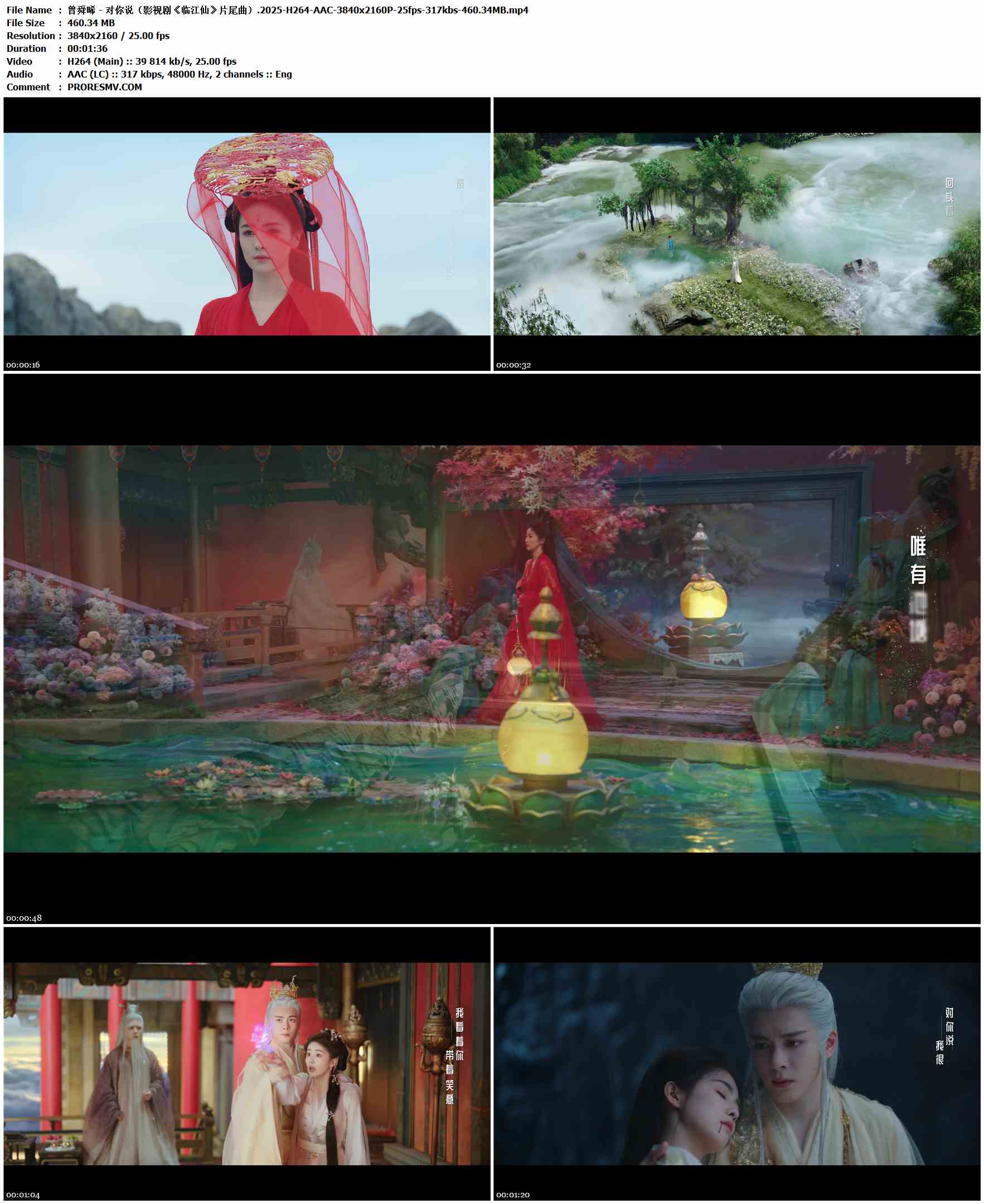 曾舜晞 - 对你说（影视剧《临江仙》片尾曲）.2025-H264-AAC-3840x2160P-25fps-317kbs-460.34MB官方MV_高清MV